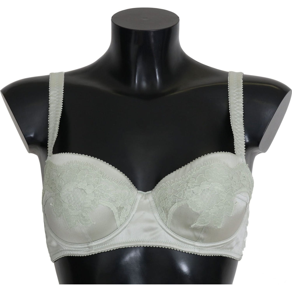 Dolce & Gabbana Green Balconcino Bra Floral Lace Underwear BIK279 S