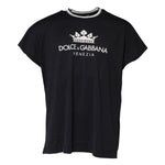 Dolce & Gabbana Dark Blue Venezia Crown Cotton Crew Neck T-shirt TSH91028-52