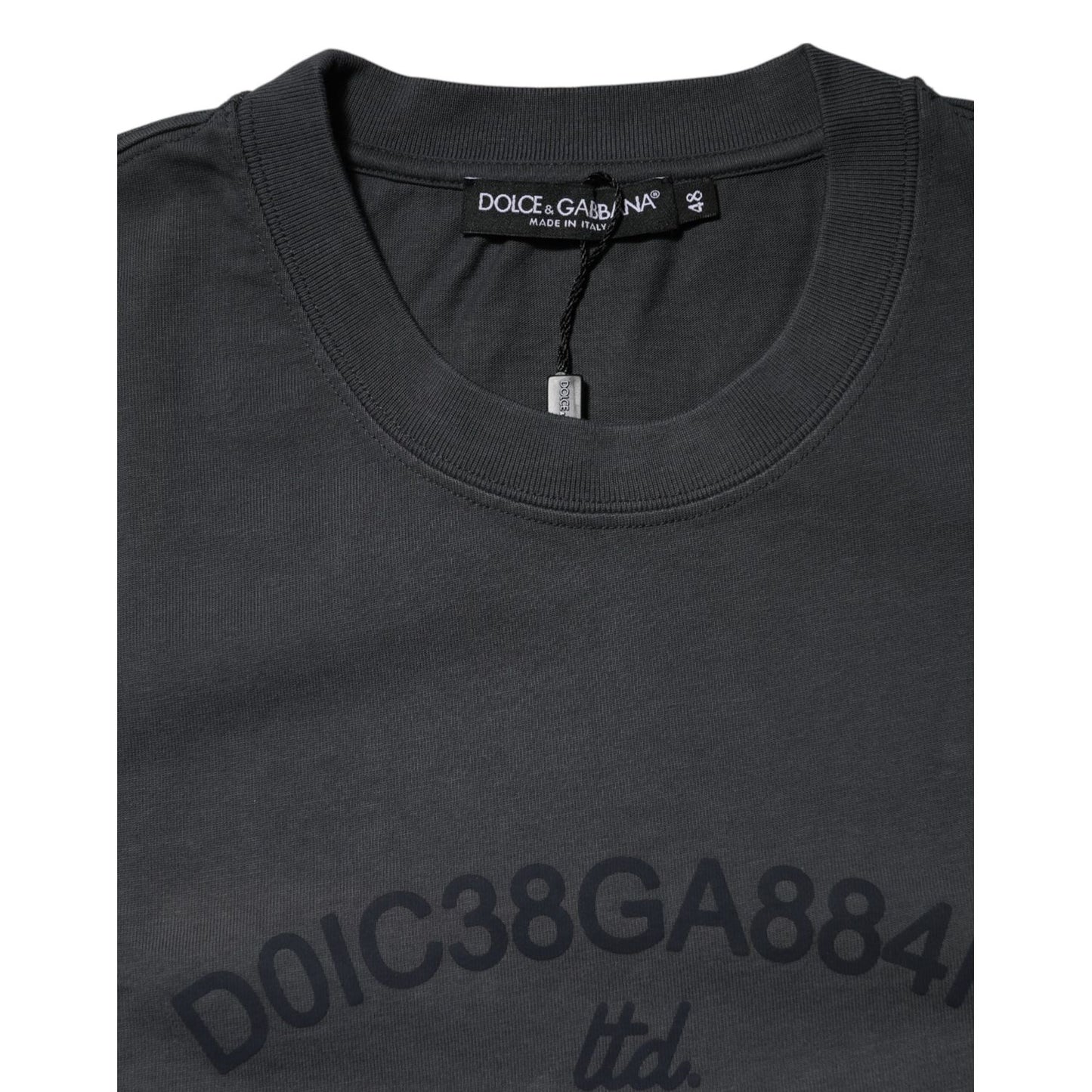 Dolce & Gabbana Gray Logo Graphic Cotton Crew Neck T-shirt TSH91048-48