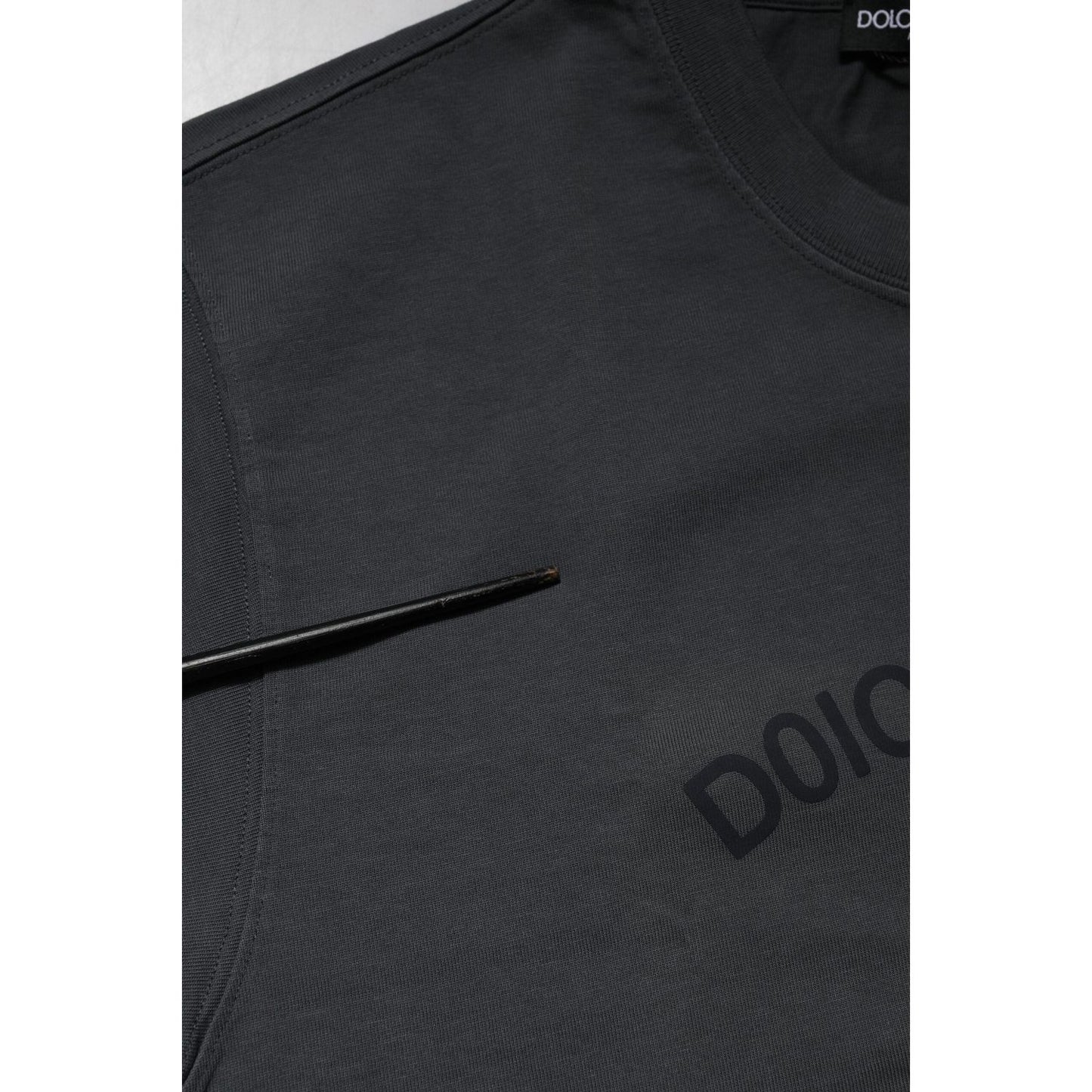 Dolce & Gabbana Gray Logo Graphic Cotton Crew Neck T-shirt TSH91048-48