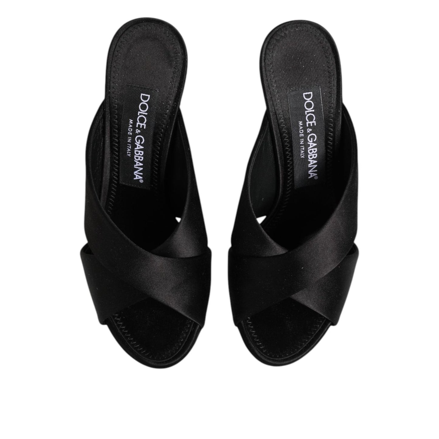 Dolce & Gabbana Black Logo KEIRA Satin Slides Sandals Shoes LA12786-35.5