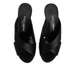 Dolce & Gabbana Black Logo KEIRA Satin Slides Sandals Shoes LA12786-35.5