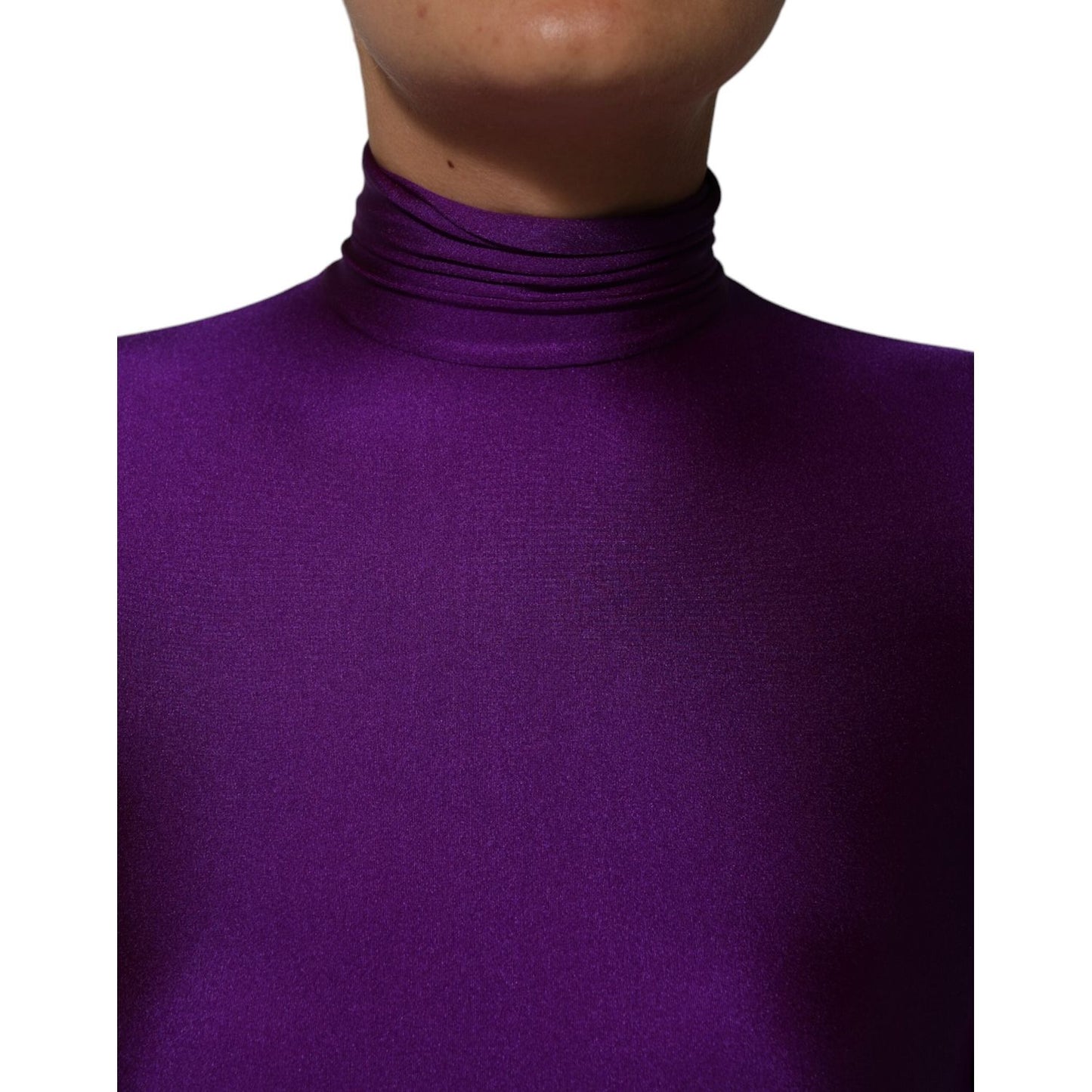 Dolce & Gabbana Purple Nylon Turtleneck Bodycon Jumpsuit Dress DR81789-40