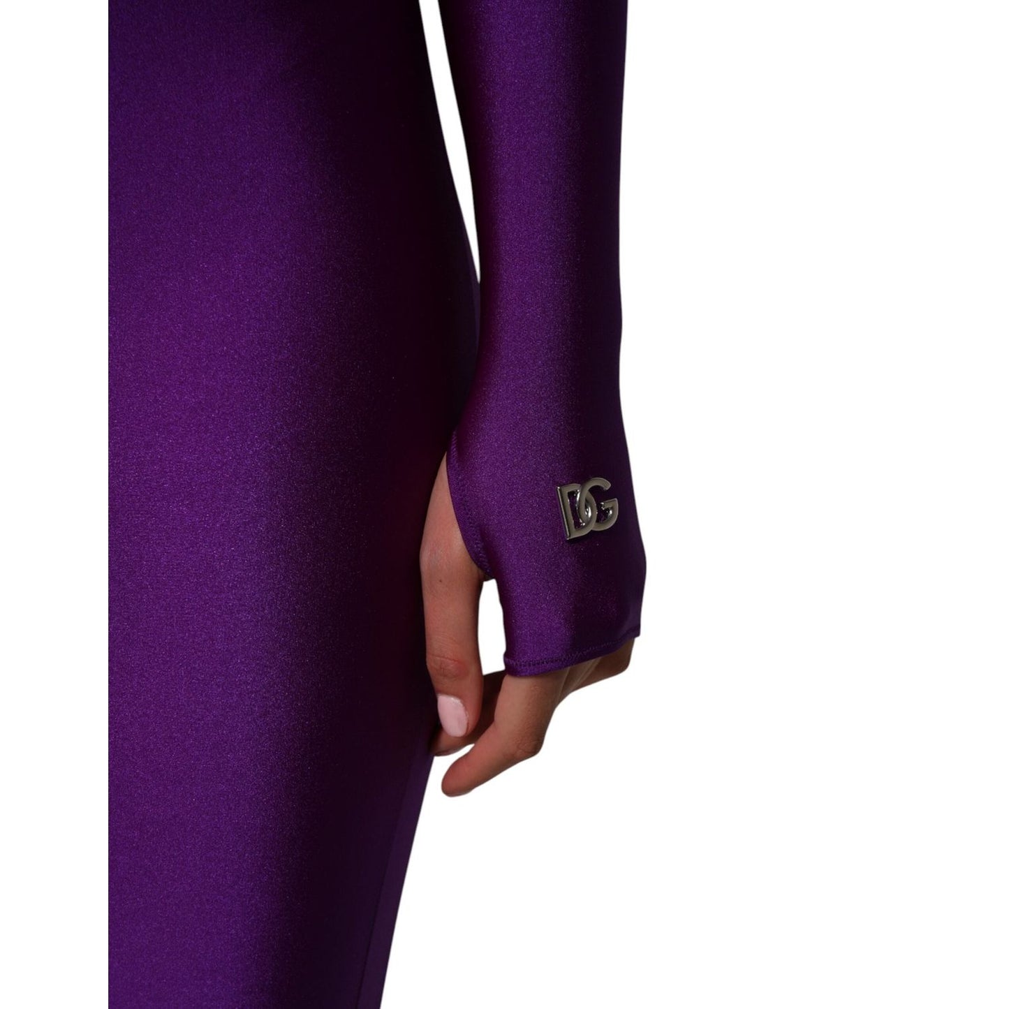 Dolce & Gabbana Purple Nylon Turtleneck Bodycon Jumpsuit Dress DR81789-40