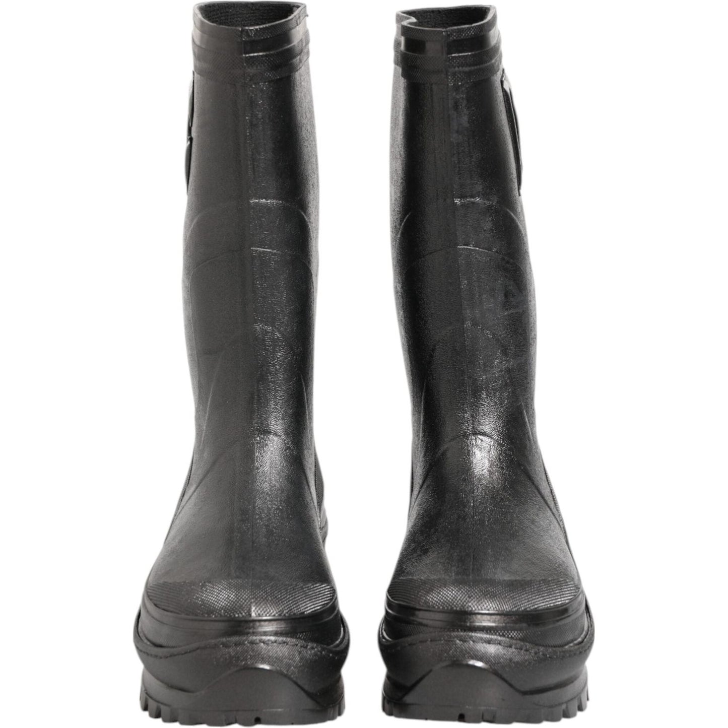 Dolce & Gabbana Metallic Black Pull On Rain Boots Men Shoes MV7884-41