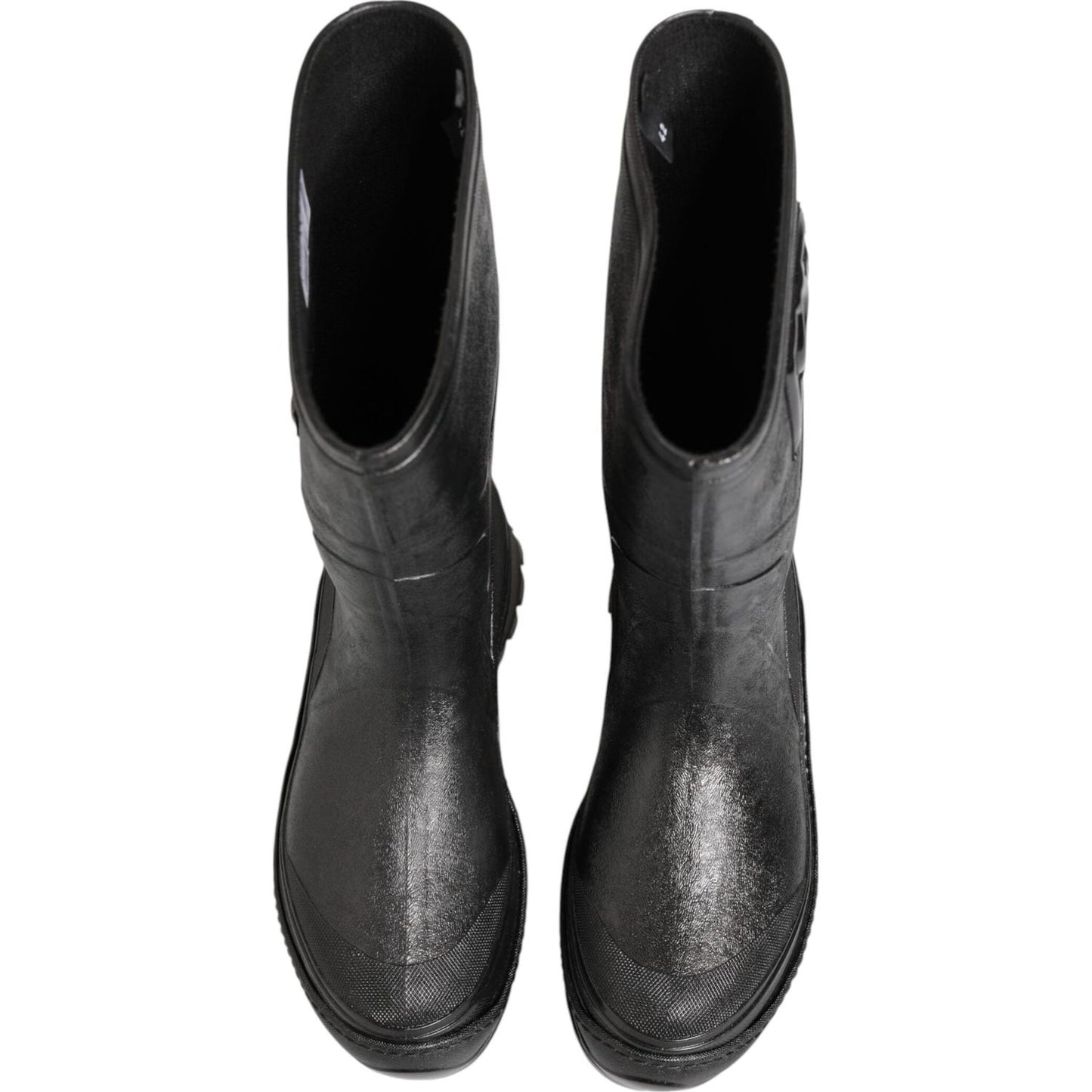 Dolce & Gabbana Metallic Black Pull On Rain Boots Men Shoes MV7884-41