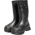 Dolce & Gabbana Metallic Black Pull On Rain Boots Men Shoes MV7884-41