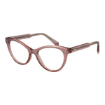 Polaroid Pink Women Glasses Frame, full-rim cat eye style with rose cellulose propionate frame and demo lenses.