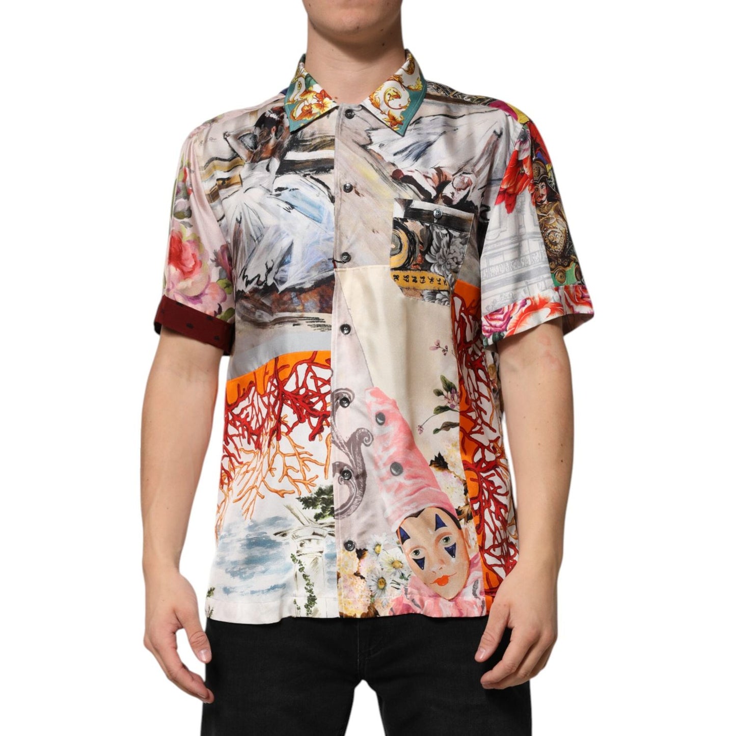 Dolce & Gabbana Multicolor Shell Print Hawaii Casual Shirt TSH90793-39
