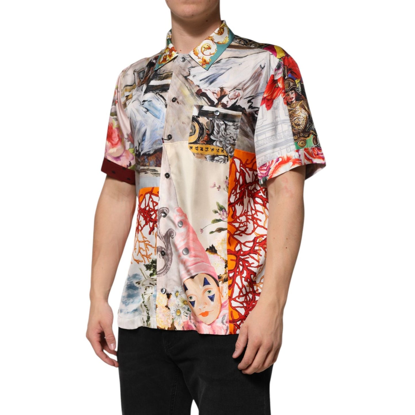 Dolce & Gabbana Multicolor Shell Print Hawaii Casual Shirt TSH90793-39