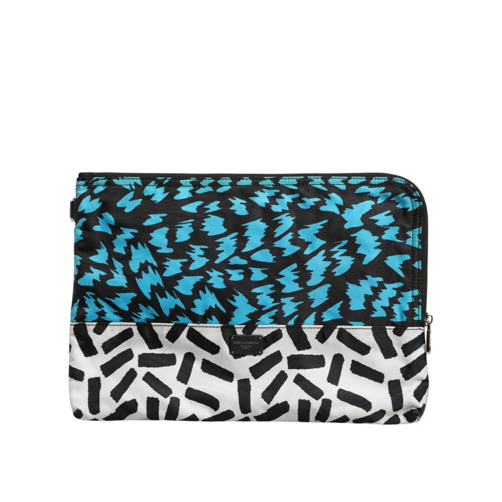 Dolce & Gabbana Multicolor Printed Nylon Logo Plaque Men Clutch Pouch Bag BAG4658