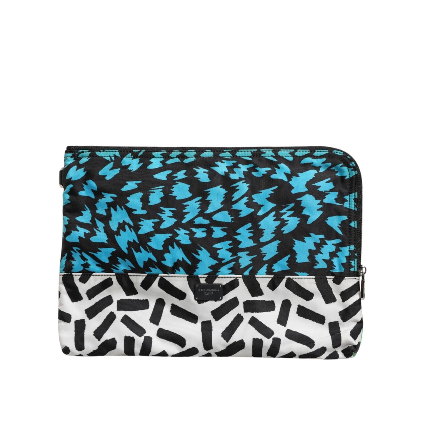 Dolce & Gabbana Multicolor Printed Nylon Logo Plaque Men Clutch Pouch Bag BAG4658