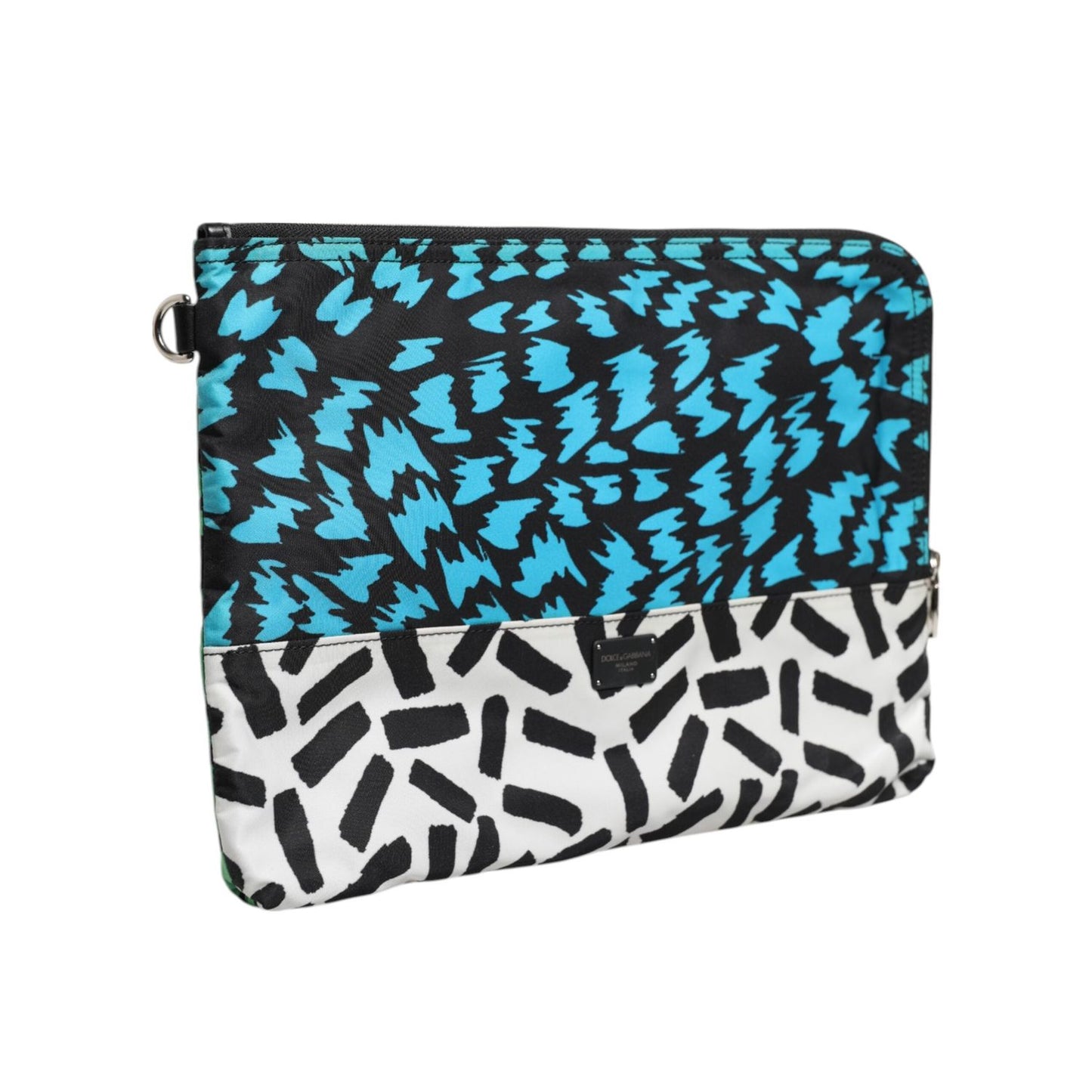 Dolce & Gabbana Multicolor Printed Nylon Logo Plaque Men Clutch Pouch Bag BAG4658