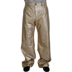 Dolce & Gabbana Metallic Gold Polyester StraightTrouser Pants PAN74390-48