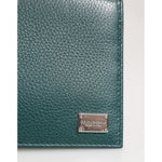 Dolce & Gabbana Green Leather DG Logo Engrave Bifold Card Holder Wallet