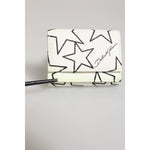 Dolce & Gabbana White Leather Black Star Print Trifold Card Holder Wallet