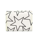 Dolce & Gabbana White Leather Black Star Print Trifold Card Holder Wallet