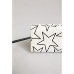 Dolce & Gabbana White Leather Black Star Print Trifold Card Holder Wallet