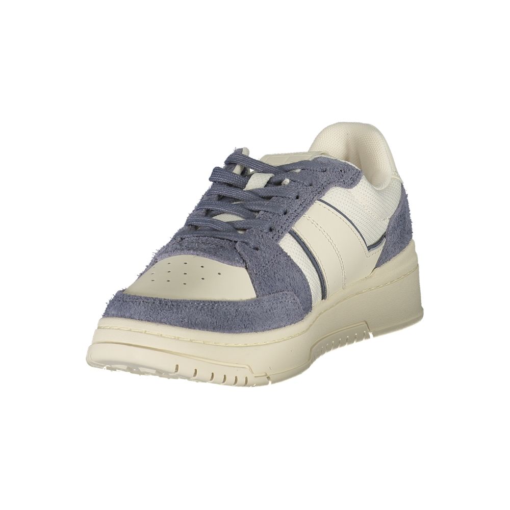 Tommy Hilfiger White Leather Men Sneaker with blue accents and removable footbed showcasing classic style and comfort.