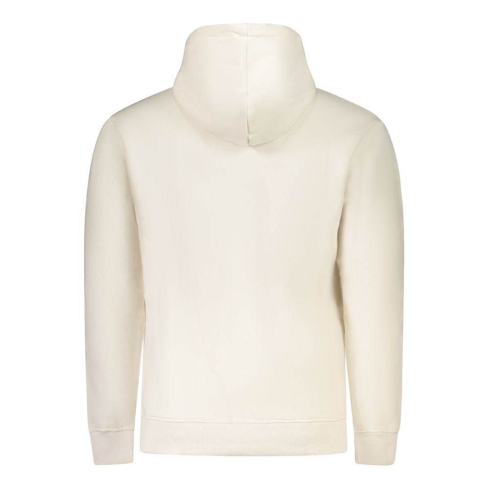 Pepe Jeans White Cotton Men Sweater, back view, showing hoodie and sustainable cotton material, casual luxury design.
