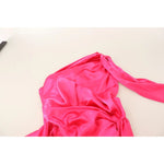 Dolce & Gabbana Pink Sheath Silk Bow Open Shoulder Dress DR28224-38