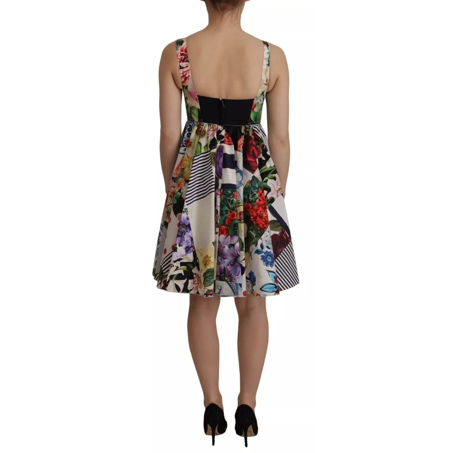 Dolce & Gabbana Multicolor Poplin Floral Mini Flared Dress DR28703-46