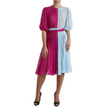 Dolce & Gabbana Light Blue Silk Two Tone Midi Dress DR28944/DR28945-40