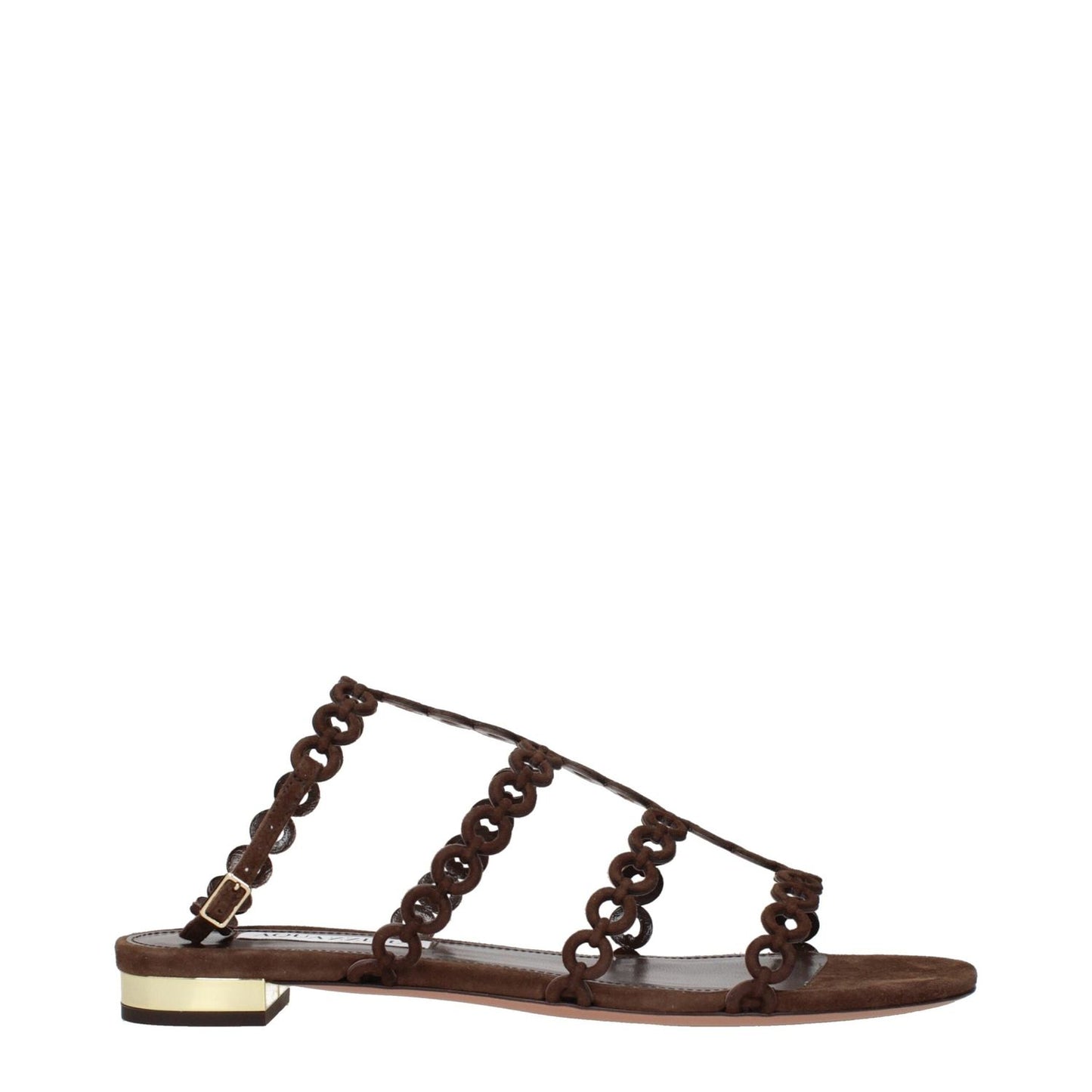 Aquazzura Brown Leather Flat Sandals AQ-15269114937609-EU38/US8