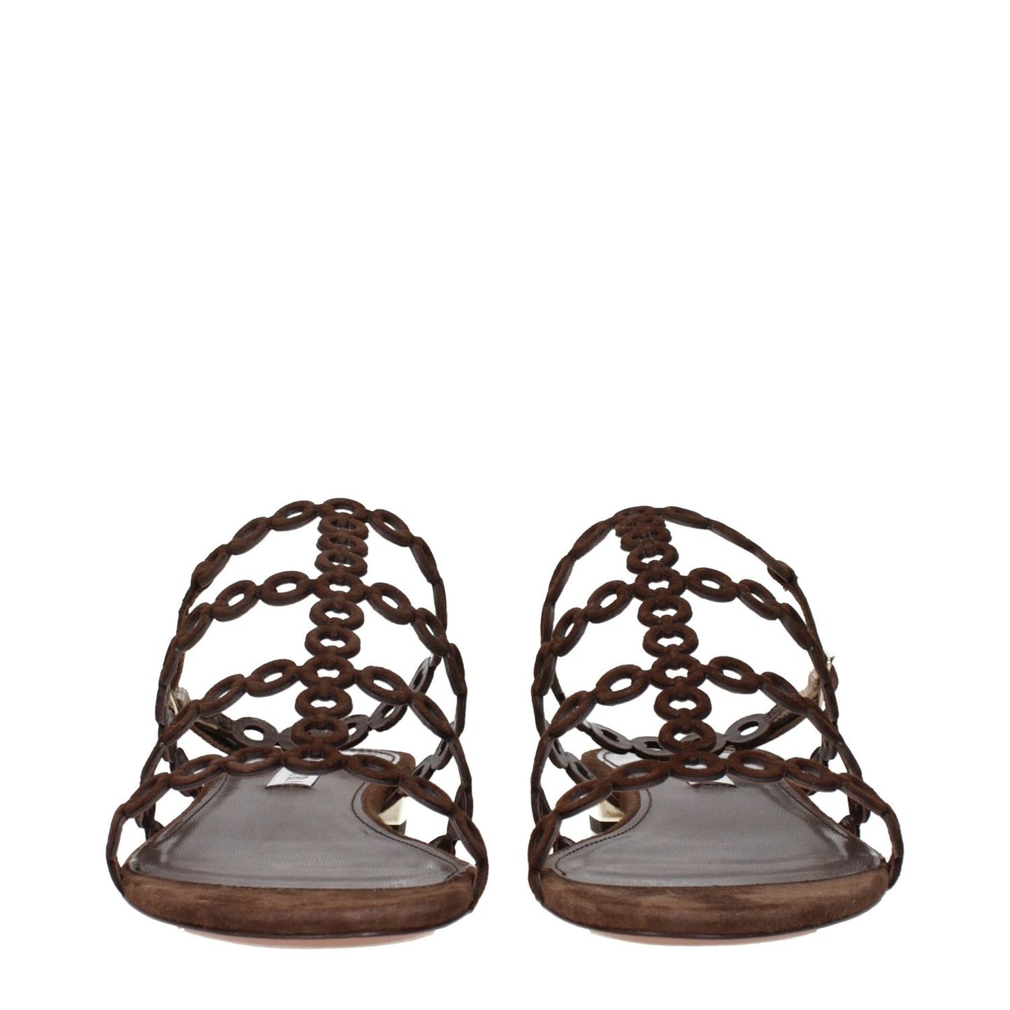 Aquazzura Brown Leather Flat Sandals AQ-15269114937609-EU38/US8