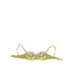 Dolce & Gabbana Lime Green Silk Satin Lace Padded Balconnet Underwear