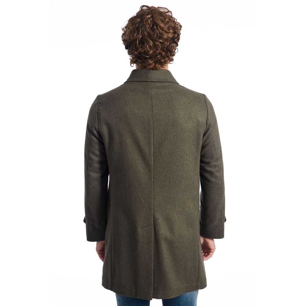 Roberto Pepe Luxury Green Wool Coat