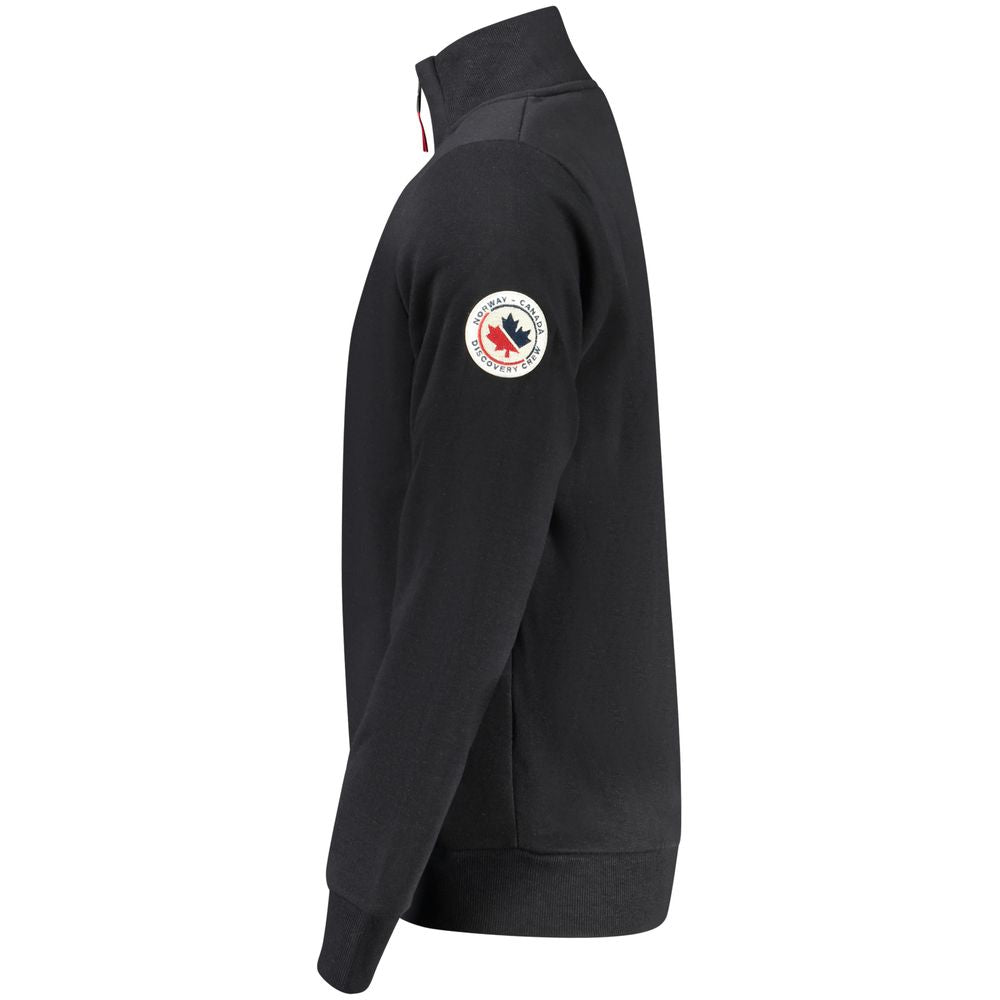 Norway 1963 Black Cotton Sweatshirt with long sleeves, applique logo, and two zip pockets