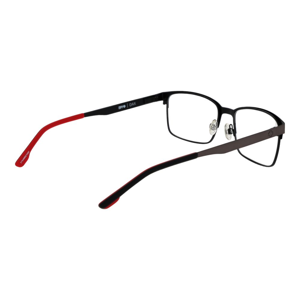 Spy Black Plastic Glasses (Frames), unisex full-rim black rectangle frame with demo lenses, size 57-18-145, made of plastic.