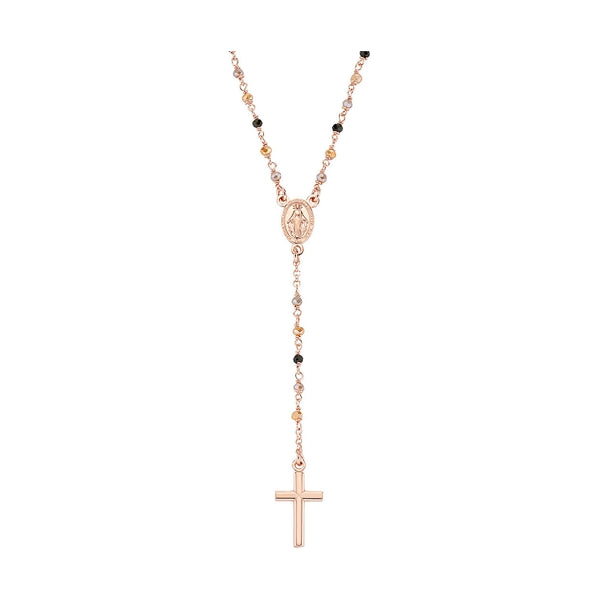 AMEN JEWELRY Mod. CRO10RMMM4 delicate rosary-style necklace with cross pendant