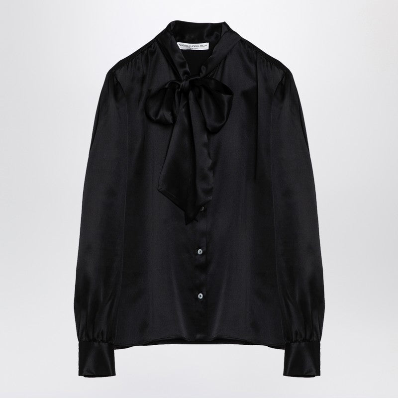 Alessandra Rich Alessandra Rich Black silk shirt with bow Fall - Winter 2024,LDin,Women,Women > Clothing,Women > Clothing > Shirts,Yes Eu FABX3812F4376/P_ALESS-0900_102