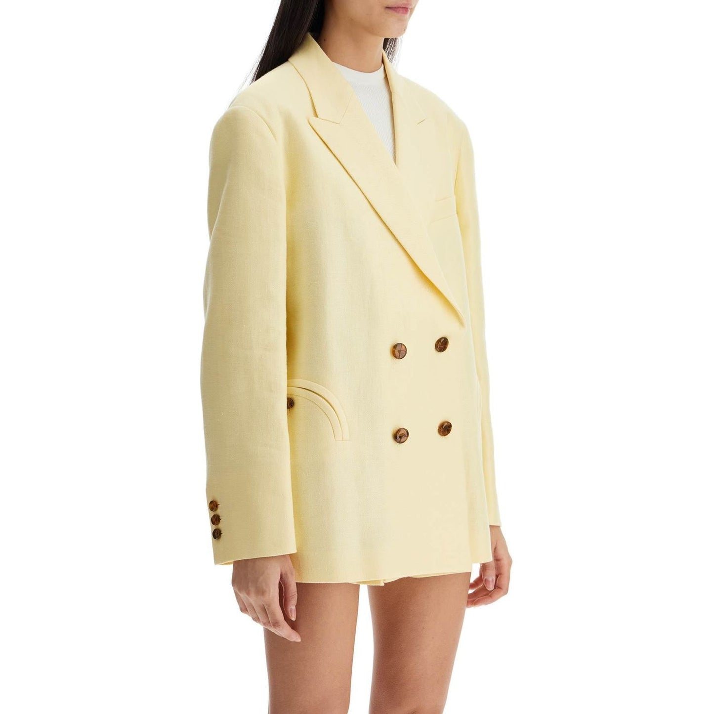 Blaze Milano light yellow linen oversized blazer