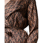 Ballantyne Brown Printed Long Sleeves V-neck Wrap Midi Dress Ballantyne Dark Slate Gray