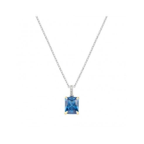 Blue pendant necklace AMEN JEWELRY Mod. CLCK1REBBLZ with silver chain, elegant design.