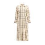 Crida Milano Checked midi Dress CR-BORDEAUXMDCHECKOFFWH-0/XS