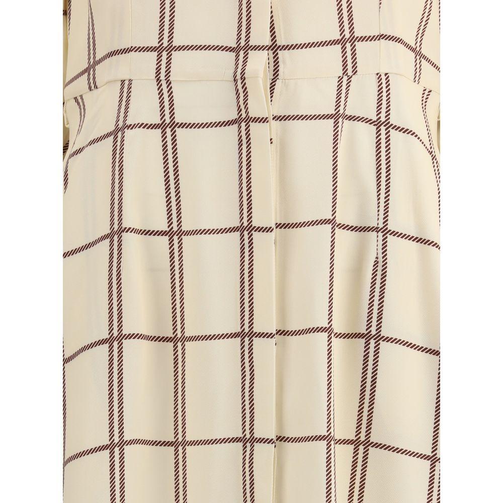 Crida Milano Checked midi Dress CR-BORDEAUXMDCHECKOFFWH-0/XS