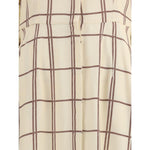 Crida Milano Checked midi Dress CR-BORDEAUXMDCHECKOFFWH-0/XS