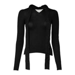 Dolce & Gabbana Black Cashmere Ascot Collar Long Sleeve Top TSH878644-36