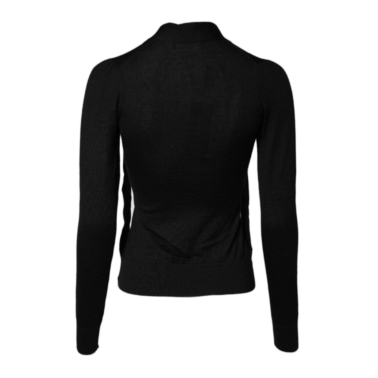 Dolce & Gabbana Black Cashmere Ascot Collar Long Sleeve Top TSH878644-36