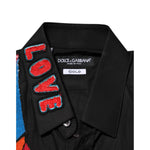 Dolce & Gabbana Black Cotton Star Sequin Dress Formal Men Shirt TSH91257-39