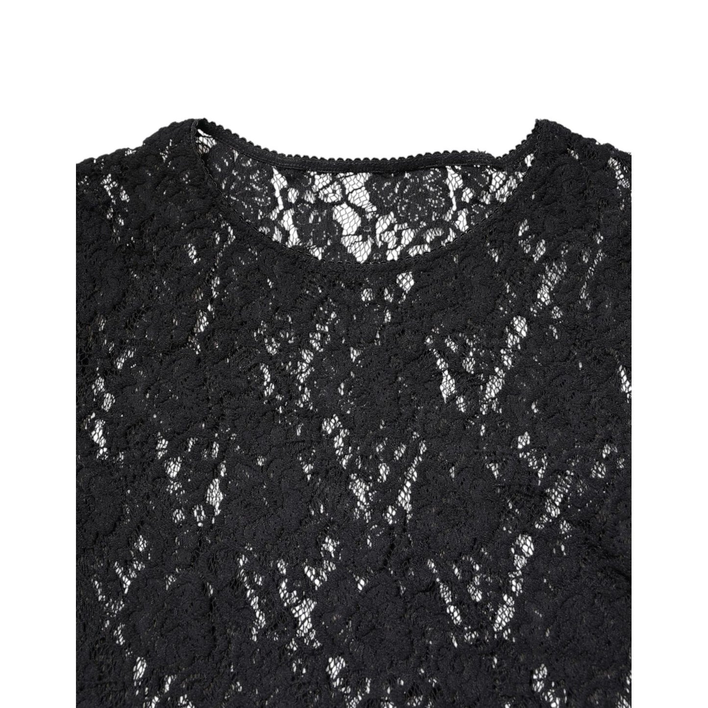 Dolce & Gabbana Black Floral Lace Long Sleeves Pullover Top TSH878602-40