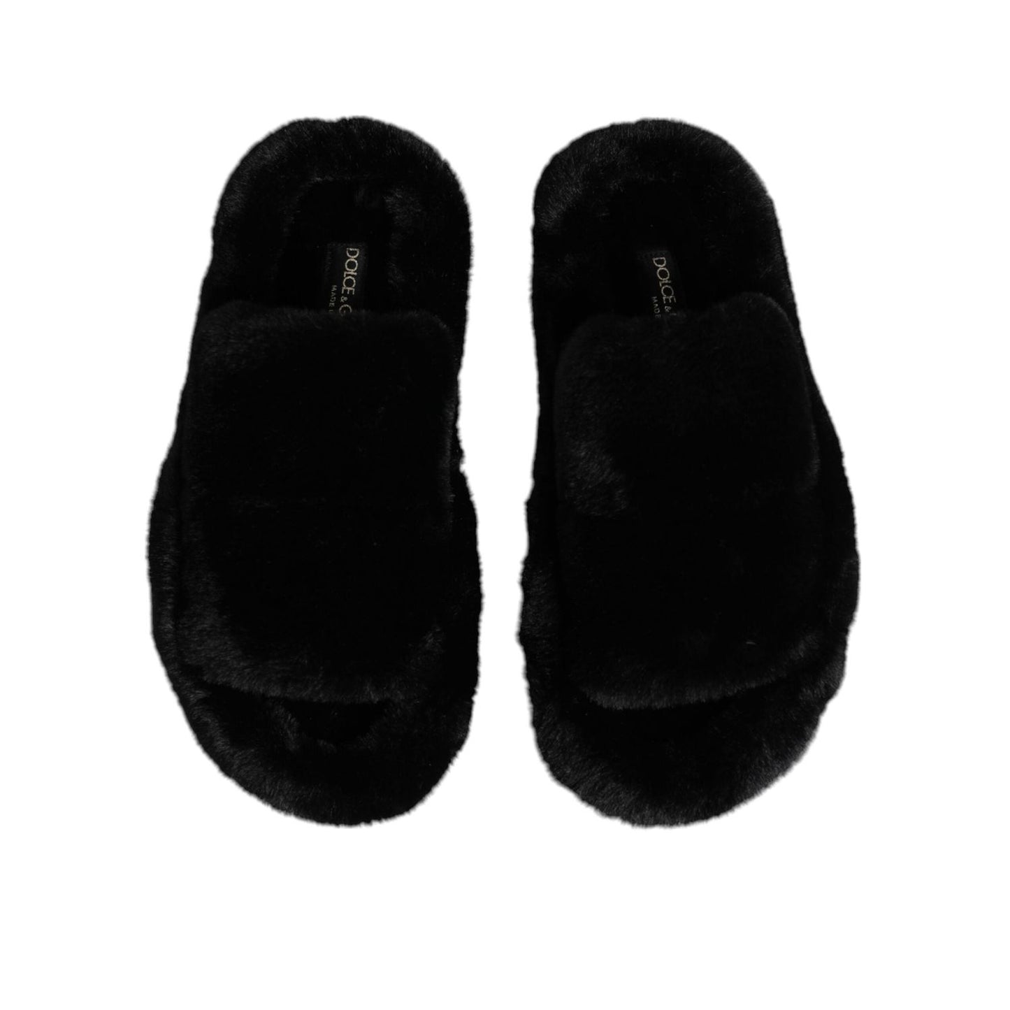Dolce & Gabbana Black Polyester Velvet Slides Slipper Shoes MV7563-39