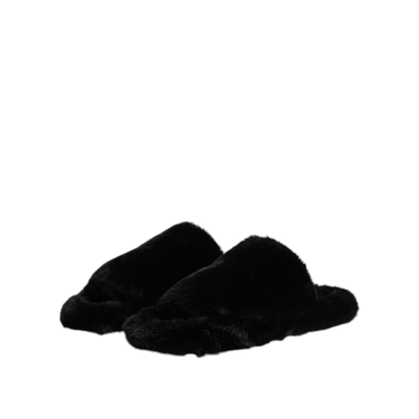 Dolce & Gabbana Black Polyester Velvet Slides Slipper Shoes MV7563-39