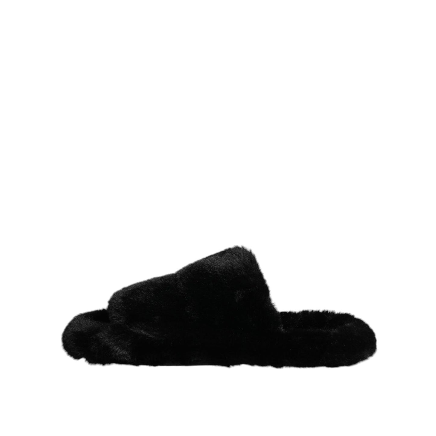 Dolce & Gabbana Black Polyester Velvet Slides Slipper Shoes MV7563-39