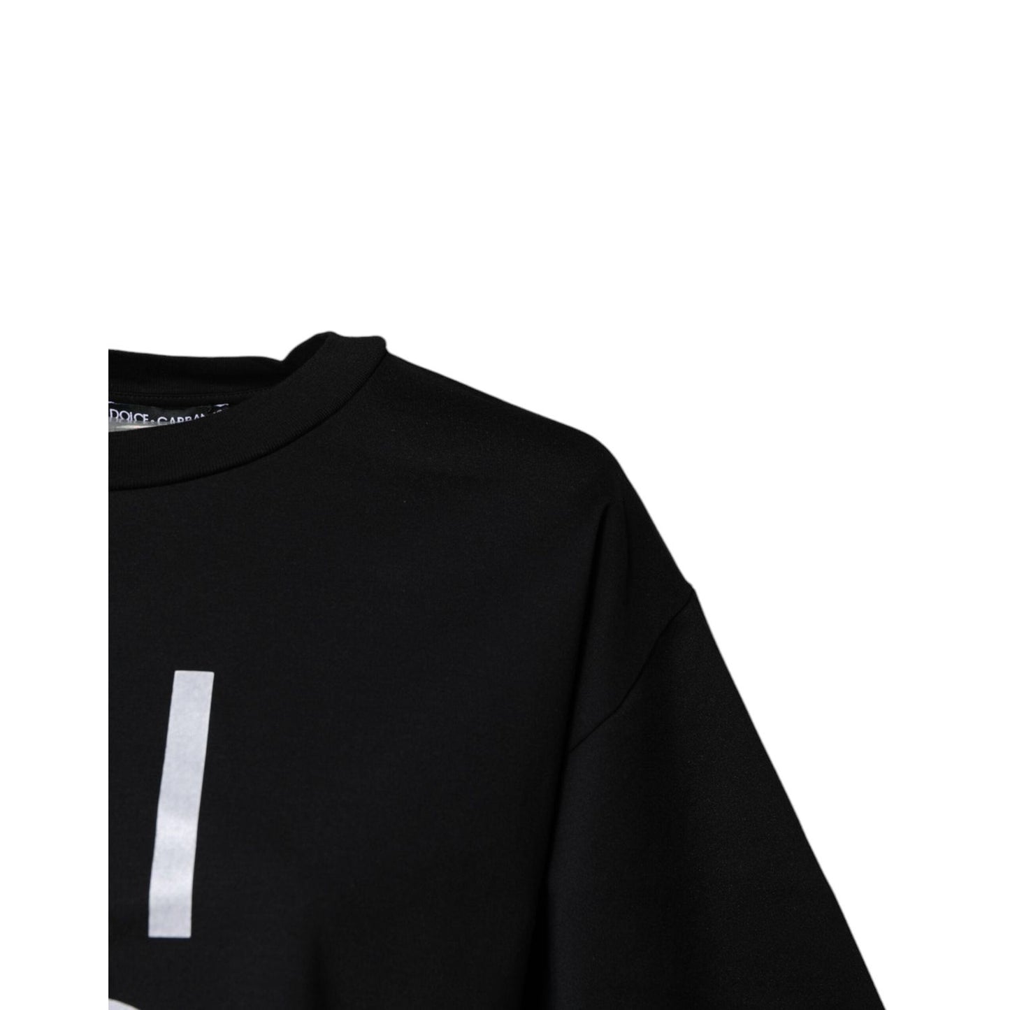 Dolce & Gabbana Black Printed Cotton Crew Neck Tee T-shirt TSH84779-44