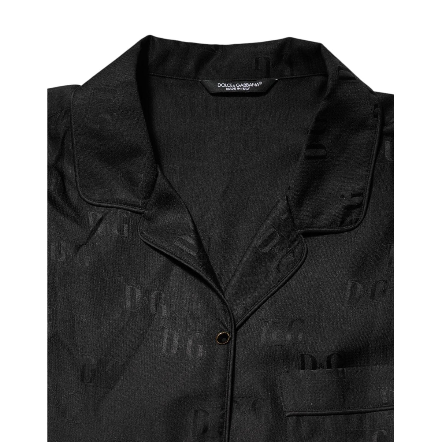 Dolce & Gabbana Black Silk DG Embroidery Long Sleeves Top TSH906996-40